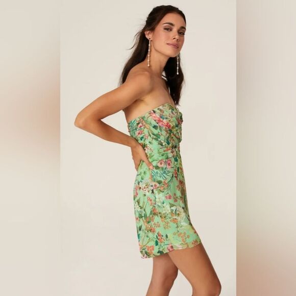 JAY GODFREY Lydia Romper Size 8 Floral Kelly Green Strapless Feminine Shorts - Picture 3 of 10